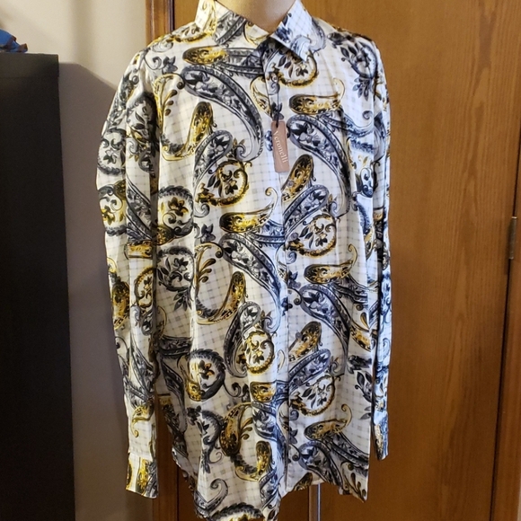 Karl knox grey yellow paisley abstract long sleeve - Picture 2 of 6